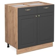 Vicco Unterschrank Fame-Line, Anthrazit-Gold/Goldkraft Eiche, 80 cm ohne