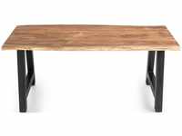 SalesFever Tisch Akazie Massiv Natur Baumkante 3,5 cm stark 220x110 cm...