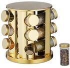 relaxdays Gew&uuml;rzkarussell Goldenes Gew&uuml;rzkarussell mit 12 Gl&auml;sern