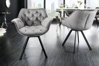 riess-ambiente Polsterstuhl THE DUTCH COMFORT grau &ndash; Samt, mit Armlehnen,