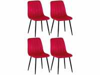 CLP 4er Set Stühle Dijon mit Lehne rot, Material:Samt