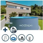 Waterman Rundpool Stahlwandpool Set (7-teilig) hoch rund 450 x 120 c...