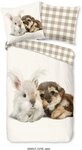 good morning Kinderbettw&auml;sche Cute Rabbit & Dog, Biber, Flanell, 2 teilig,...