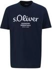T-Shirt S.OLIVER "T-Shirt Logo T-Shirt 1er Pack", Herren, Gr. S, blau (dunkelblau),