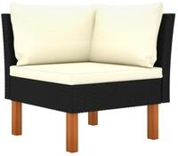 vidaXL Sofaelement Ecksofa Poly Rattan und Eukalyptus Massivholz (1 St)