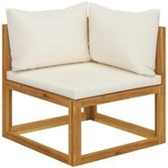 vidaXL Sofaelement Modular-Ecksofa mit Cremewei&szlig;en Kissen Massivholz (1 St)
