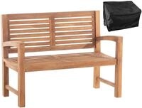 CLP Gartenbank Teakbank 120 cm mit Abdeckhaube, Gartenbank Bank Teak Wetterfest
