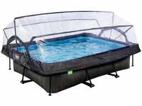 EXIT Framepool Black Wood Pool 300x200x65cm, mit Filterpumpe und Abdeckung -...