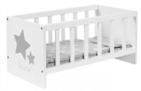 ELLA & PIET&reg; Puppenbett SLEEPY mit Sternchen aus Holz (Wei&szlig;-Grau),...