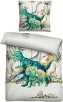 Biberna Kinderbettw&auml;sche Dinos, Linon, 2 teilig, 135/200+80/80 cm,...