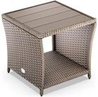 Casaria Beistelltisch (1-St), Polyrattan WPC Tischplatte 45x45x40cm Wetterfest