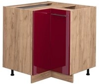 Vicco Eckunterschrank Fame-Line, Bordeaux Hochglanz/Eiche, 80.5 cm ohne...