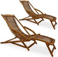 Casaria Gartenliege, Akazien Holz klappbar Ergonomisch Kopfkissen...