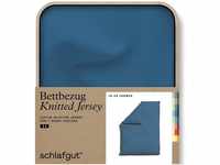 Schlafgut Knitted Jersey Bettwäsche Bettbezug einzeln 155x220 cm blue-mid