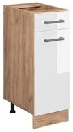 Vicco Unterschrank R-Line, Wei&szlig; Hochglanz/Goldkraft Eiche, 30 cm ohne...