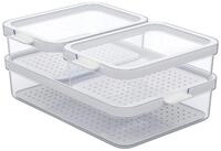 ROTHO Frischhaltedose CAUMA, 3-teilig, Set, Transparent, Wei&szlig;, Kunststoff,...