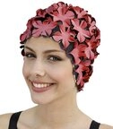 Fashy Badekappe Fashy - Badehaube Gummibadehaube Bl&uuml;ten Rot Schwarz 3191-40