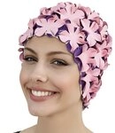 Fashy Badekappe Fashy - Badehaube Gummibadehaube Bl&uuml;ten Rosa Lila 3191-44 Badekappe