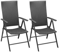 vidaXL Sitzgruppe vidaXL Stapelbare Gartenst&uuml;hle 2 Stk. Poly Rattan Schwarz