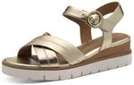 Keilsandalette TAMARIS, Damen, Gr. 37, gold (goldfarben), Glattleder, gl&auml;nzend,
