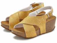 LASCANA Sandalette Sandalette, Sommerschuh mit Keilabsatz und Korkfußbett, gelb
