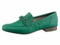 Rieker Slipper Loafer, Mokassin, Business Schuh mit modischer Zierkette grün