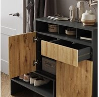 Vicco Schuhschrank Selena, Anthrazit/Eiche, 125 x 102 cm (1-St) mit Sitzbank