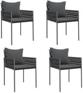vidaXL Gartenstuhl, Outdoor St&uuml;hle mit Kissen 4 Stk. Schwarz 54x61x83 cm Poly...