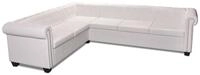 vidaXL Chesterfield-Sofa, Chesterfield Ecksofa 6-Sitzer Kunstleder Wei&szlig;