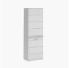 xonox.home Garderobenschrank Linus Wei&szlig; Hochglanz Retro Melamin 55x190x37 cm