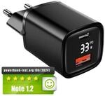 EAXUS 33 Watt USB-A + USB-C Netzteil mit Schnellladefunktion und Display