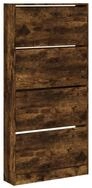 vidaXL Schuhschrank Schuhregal mit 4 Klappen R&auml;uchereiche 80x21x163,5 cm