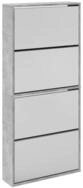 vidaXL Schuhschrank NA Schuhschrank mit Spiegel 4 F&auml;cher Betongrau 63x17x134 cm