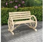 Outsunny Bank Gartenbank 2-Sitzer Parkbank im Wagenrad-Design (Holzbank, 1-St.,