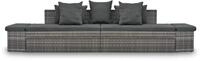 vidaXL Gartenlounge-Set, 4-tlg. Garten-Sofagarnitur mit Kissen Grau Poly Rattan