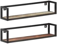 vidaXL Regal Wandregale 2 Stk. 80 cm Altholz Massiv, 2-tlg.