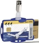 DURABLE Hinweisschild Ausweishalter Duo mit Clip 54x85mm VE=25 St&uuml;ck blau