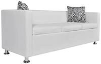 vidaXL Sofa, 3-Sitzer-Sofa Kunstleder Wei&szlig;