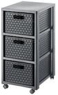 ROTHO Aufbewahrungsbox Country Rollcontainer mit 3 Schubladen in Rattan-Optik