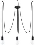 SOLLUX lighting Kronleuchter Kronleuchter Edison 3 Schwarz, Nicht enthalten