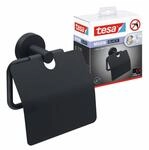 tesa Toilettenpapierhalter 1 x MOON BLACK WC-Papierrollenhalter mit Deckel