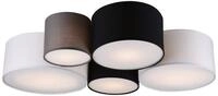 TRIO Leuchten LED Deckenleuchte mit 5 Stoff Lampenschirmen Breite 90cm, LED