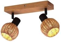 meineWunschleuchte Deckenstrahler Rattan-Lampe mit Holz, Breite 30cm, ohne