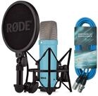 R&Oslash;DE Mikrofon Rode NT1 Signature Blue Studio-Mikrofon Blau mit XLR-Kabel Blau