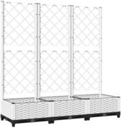 vidaXL Pflanzk&uuml;bel, Pflanzkasten mit Rankgitter Wei&szlig; 120x40x121,5 cm PP