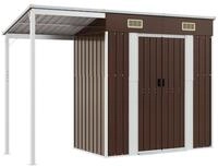 vidaXL Gartenhaus, Ger&auml;tehaus mit Schleppdach Braun 277x110,5x181 cm Stahl