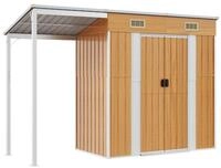 vidaXL Gartenhaus, Ger&auml;tehaus mit Schleppdach Hellbraun 277x110,5x181 cm Stahl