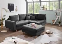 ED EXCITING DESIGN Ecksofa Alice L-Form, Set, mit Hocker & 3 Zierkissen