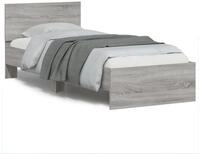 vidaXL Bettgestell, Bettrahmen mit Kopfteil Grau Sonoma 90x200 cm Holzwerkstoff