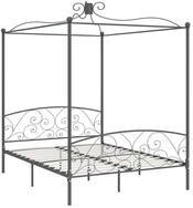 vidaXL Himmelbett 160 x 200 cm Himmelbett-Gestell Grau Metall 160x200 cm Bett